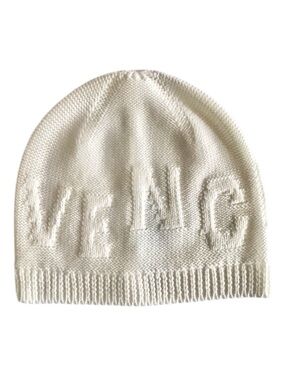 Givenchy Ivory Cream Tonal Raised Logo Jacquard Knit Wool Beanie Unisex NWT